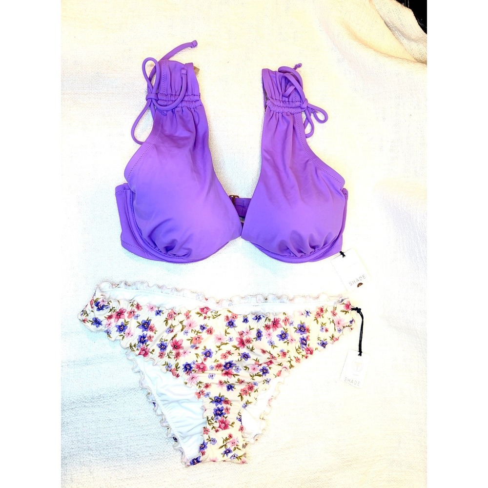 Shade & Shore - Underwire Tunneled Shoulder top & Ruffle cheeky Floral bottom